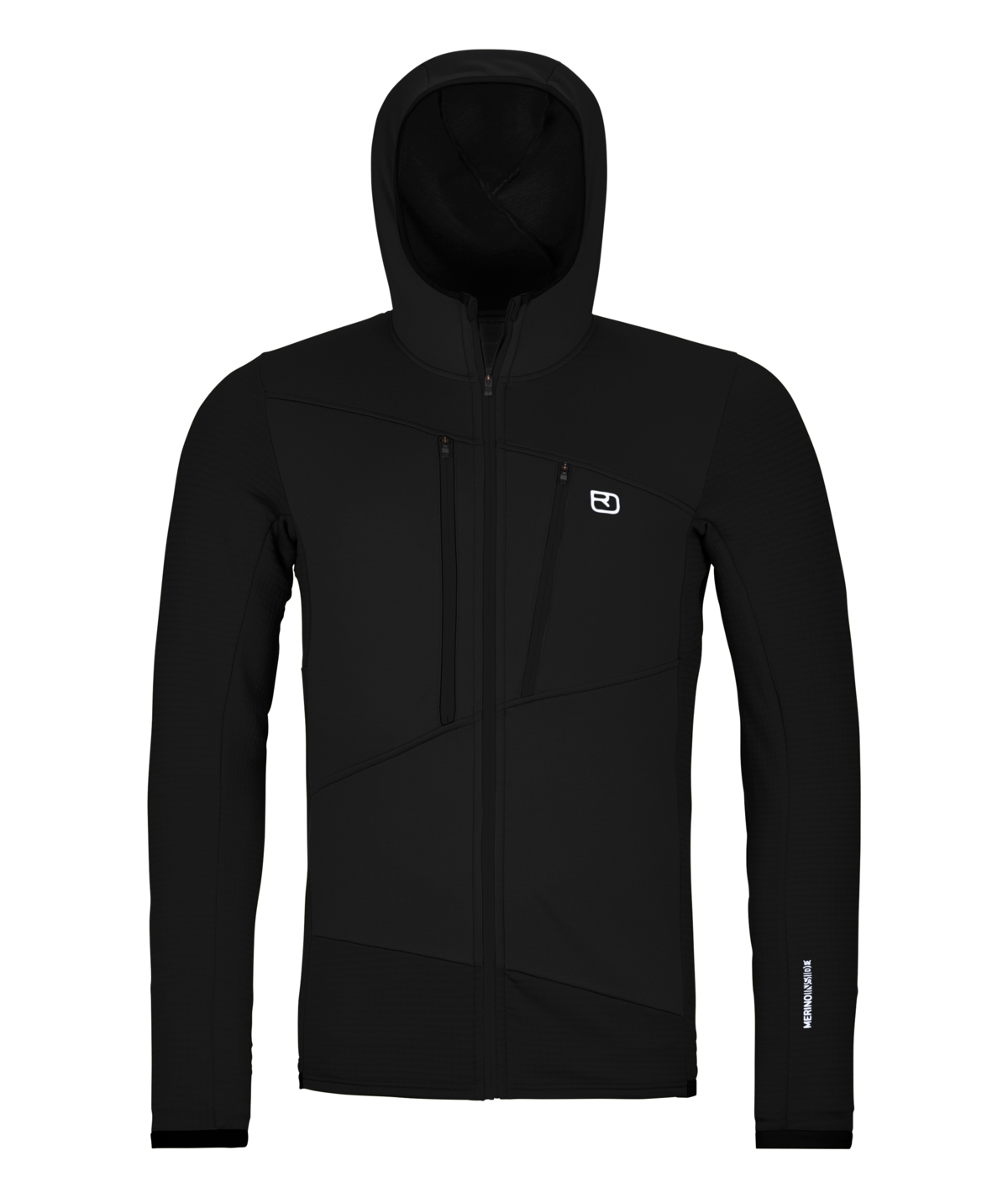 Ortovox Fleece Grid Hoody Men's in Black Raven