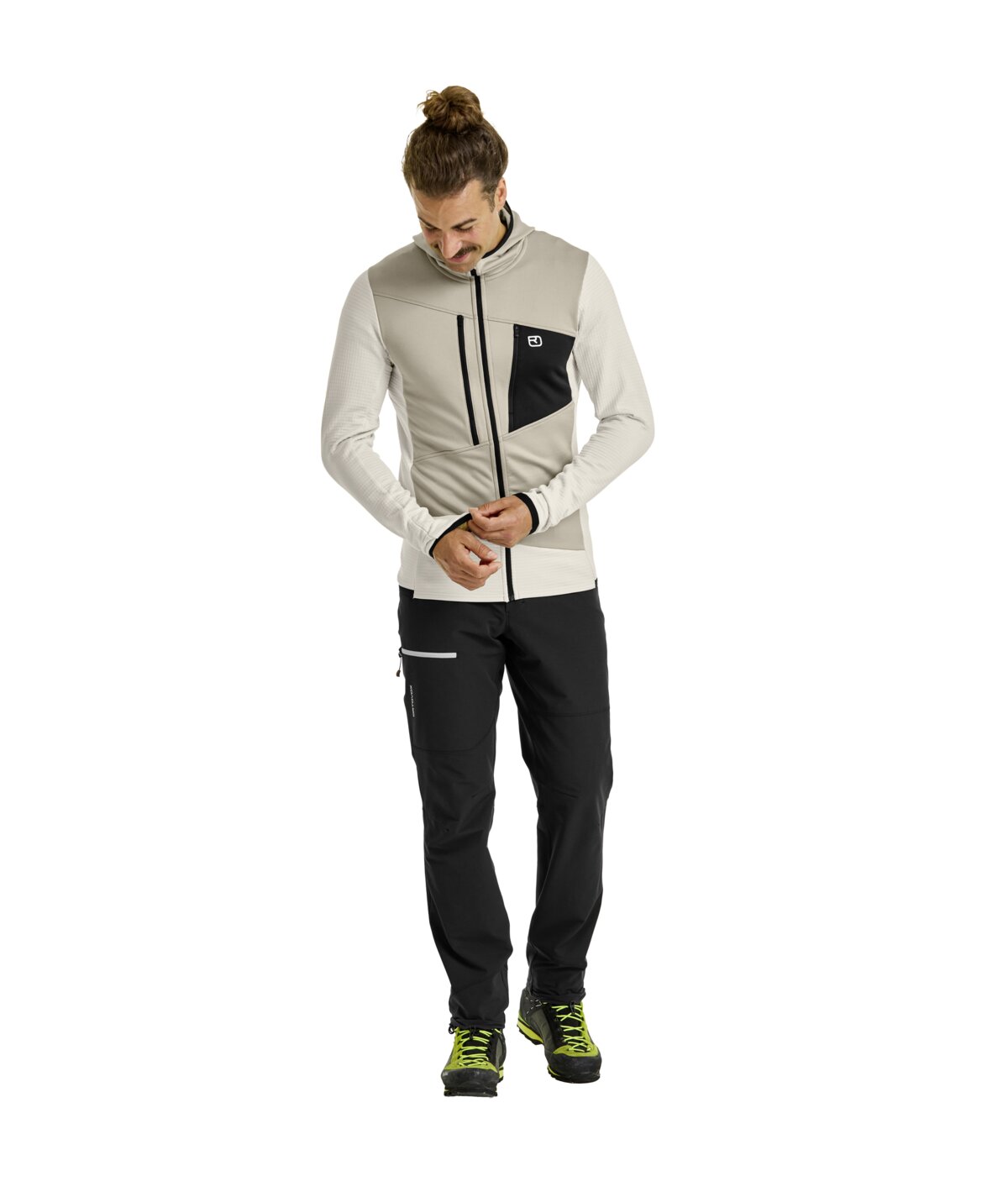 Ortovox Fleece Grid Hoody Men's in Black Raven