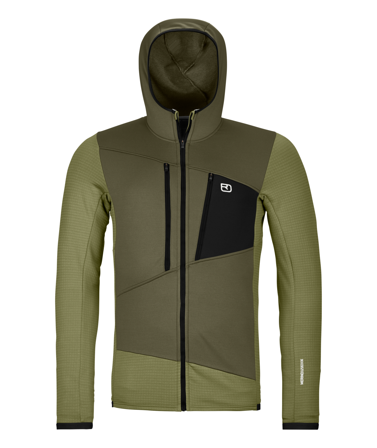 Ortovox Fleece Grid Hoody Men's in Black Raven